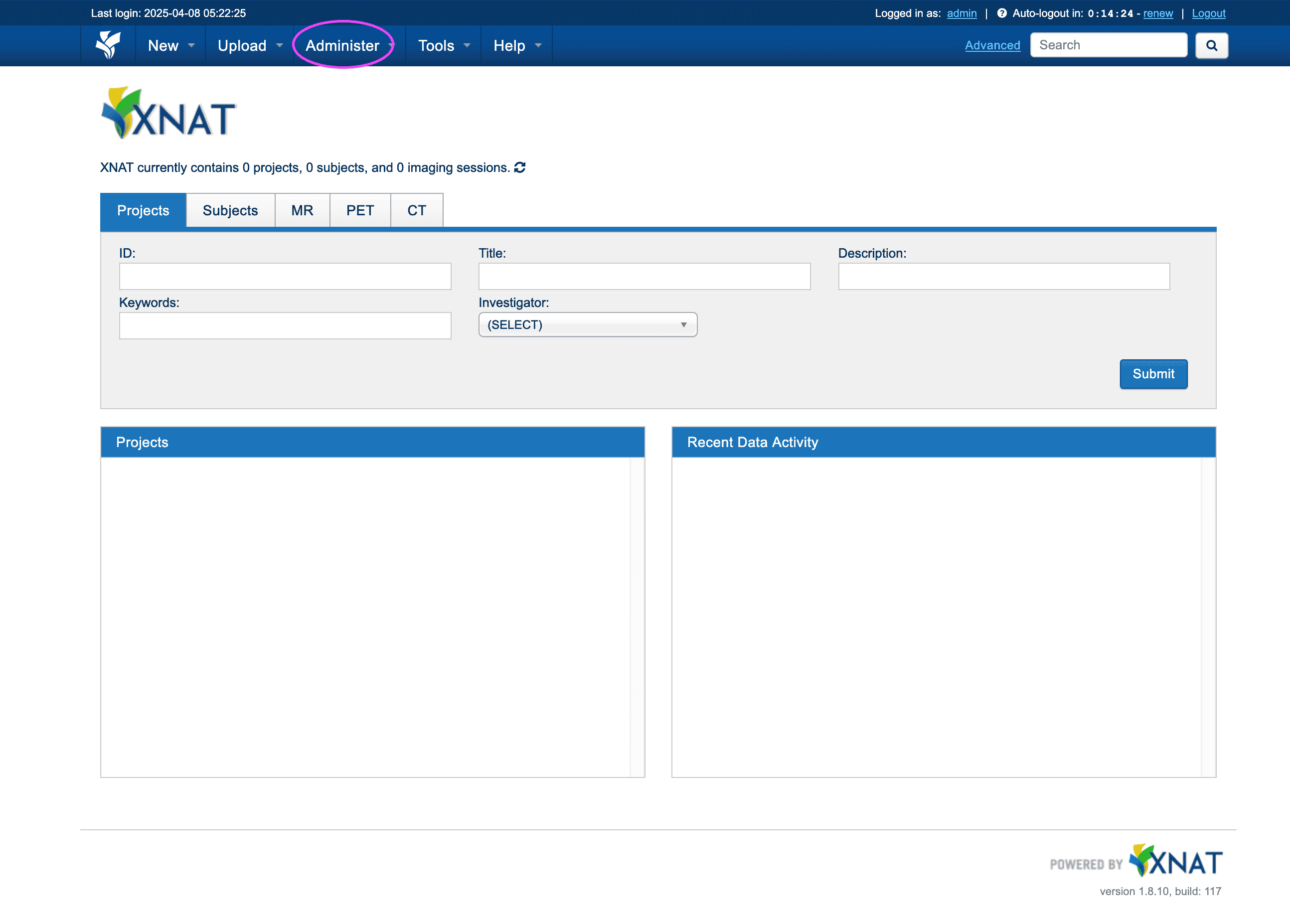 Administer Tab