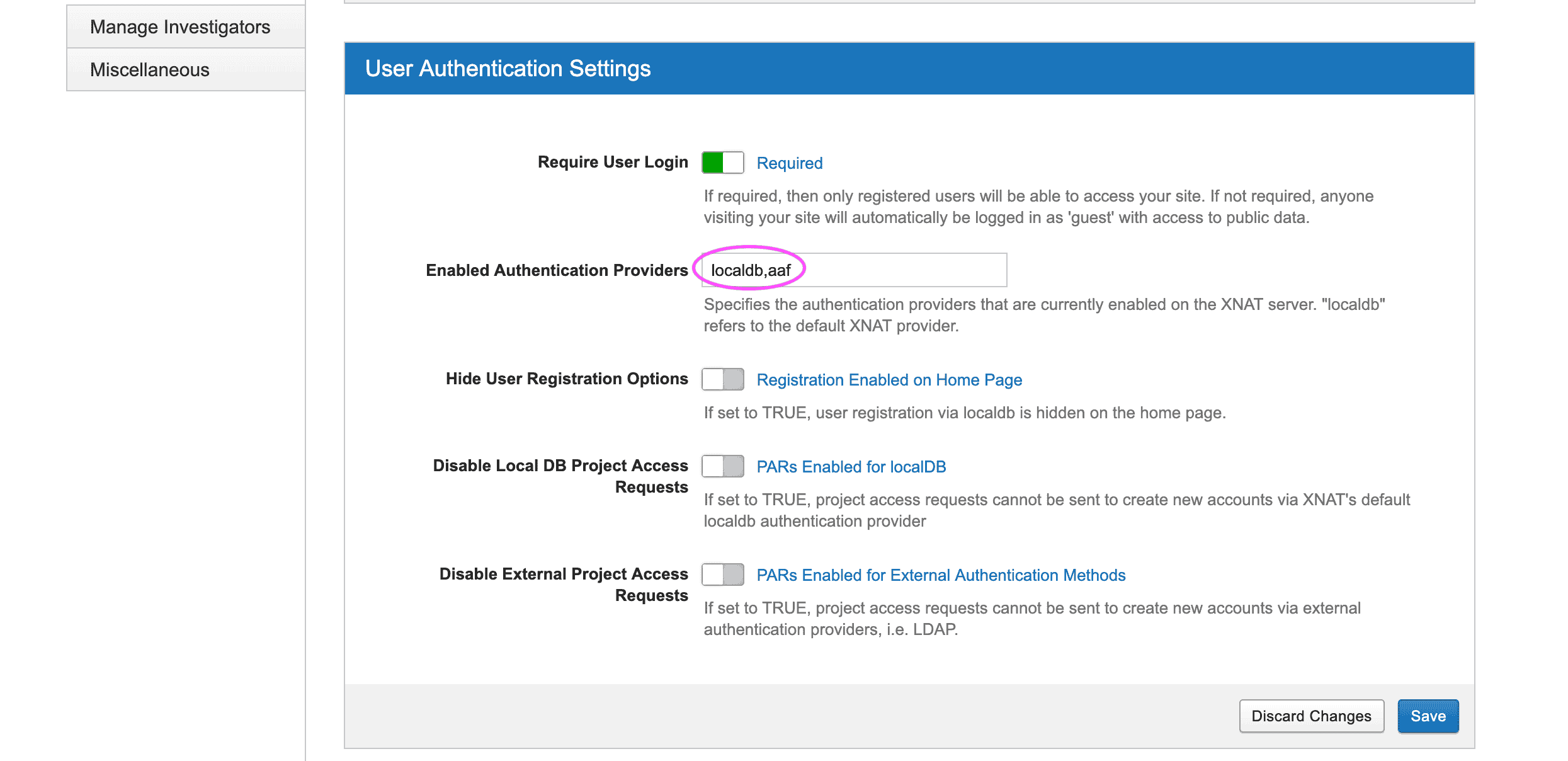 Enable Authentication Provider