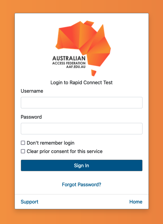 Rapid Connect Test Log in