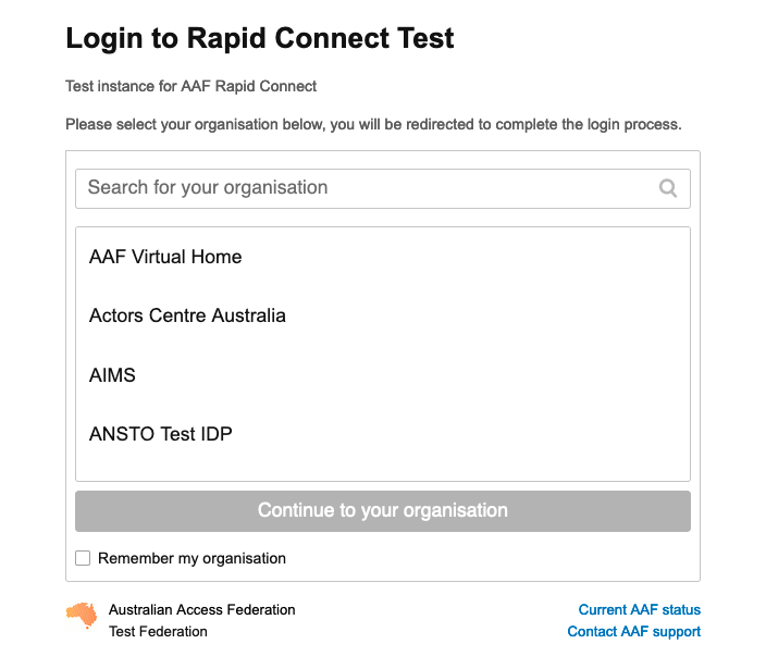 Log in to Org for Rapid Connect Test